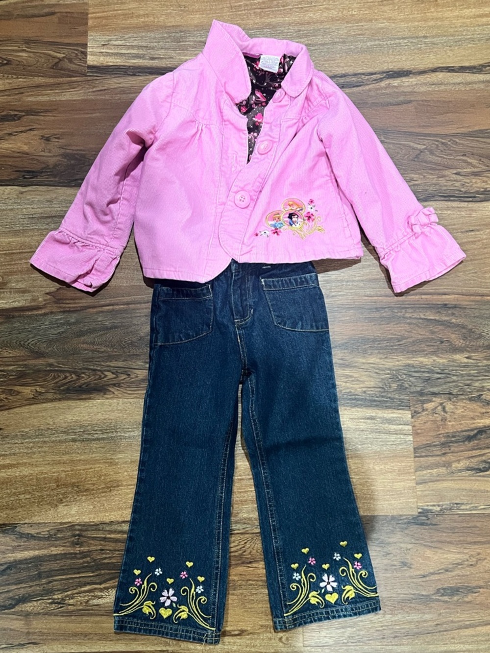 Disney Pink Ruffle Blazer with Embroidered Character